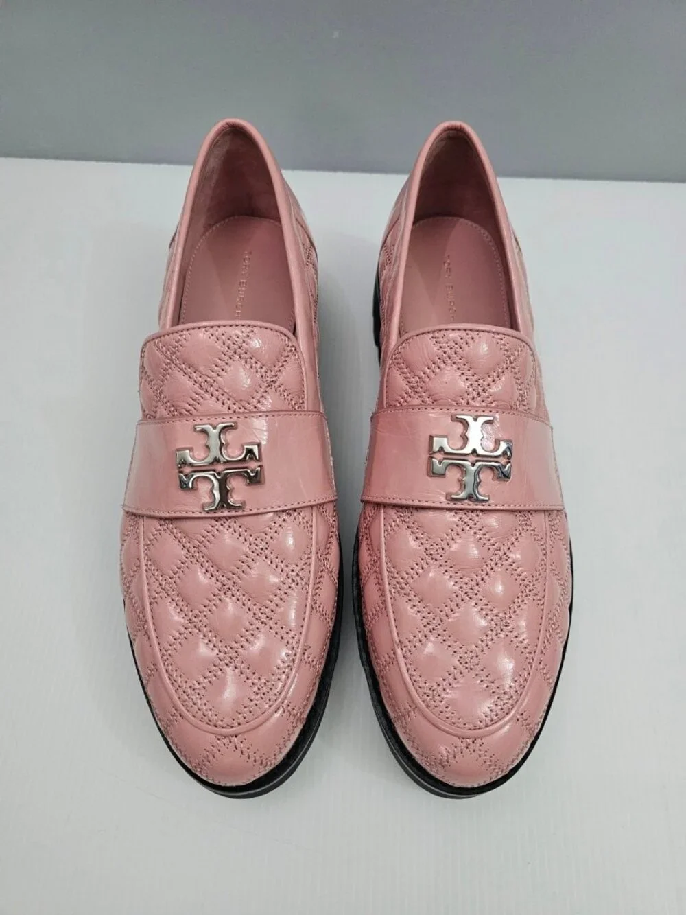 Tory Burch Mini Everly Quilted Loafer Womens 10.5 Rose Pink Leather Lug Sole NEW